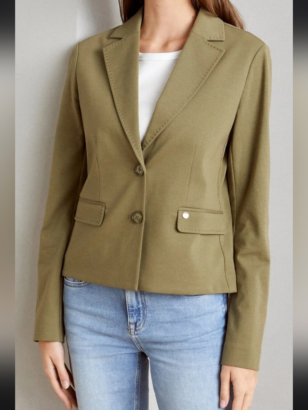 MOS MOSH Olive tailored soft knit blazer